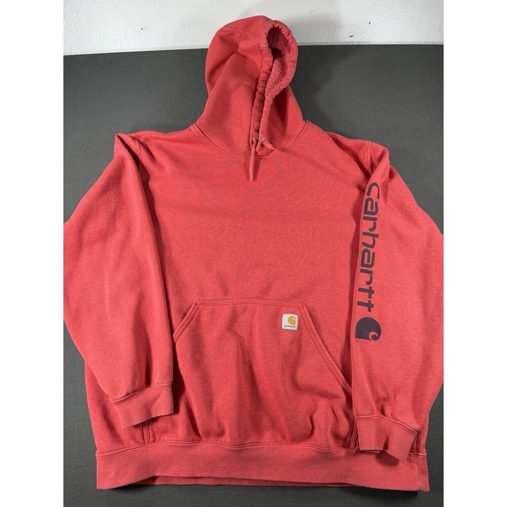 Carhartt Hoodie Mens Sz XXL Red Pullover Sweatshirt Sweater Pocket Work Wear